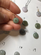 Load image into Gallery viewer, 9.9-15mm Type A 100% Natural light green yellow brown purple Jadeite Safety Guardian Button abacus bead donuts pendant PF73 Add on item
