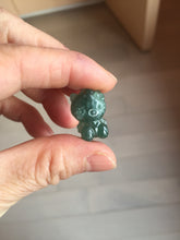 Load image into Gallery viewer, Type A 100% Natural dark green blue gray Guatemala jadeite jade cat kitty pendant PC143 Add one item
