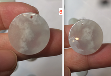 Load image into Gallery viewer, 100% Natural icy watery white/light green jadeite Jade round disc Pendant/worry stone BF99
