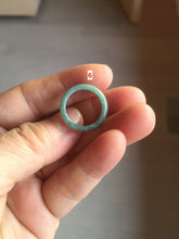 Load image into Gallery viewer, 14.1mm size 3 100% natural type A icy watery green/blue Guatemala jadeite jade band ring group BL143
