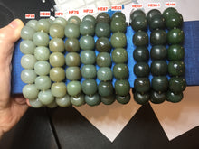 Load image into Gallery viewer, 13.5x13.6mm 100% Natural olive green/brown/black vintage style nephrite Jade bead bracelet HE83
