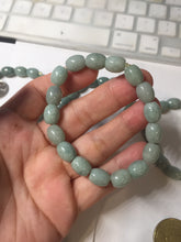 Load image into Gallery viewer, 9.8x8mm 100% natural type A light green blue olive(Lulutong) jadeite beads bracelet group Bp188
