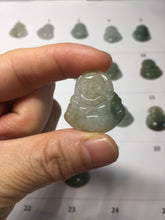 Load image into Gallery viewer, 100% Natural type A icy watery oily dark green(油青) happy Buddha jadeite pendant BS126
