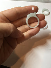 Load image into Gallery viewer, 100% natural type A light green/gray/white one-piece carved dragon jadeite jade ring group F154
