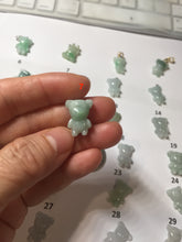 Load image into Gallery viewer, Type A 100% Natural icy watery light green sunny geen purple white clear jadeite jade cute baby bear pendant PH114 Add on item
