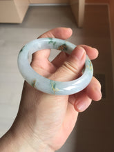 Load image into Gallery viewer, 55mm 100% Natural type A green white green floating flowers carved and golden-painted Jadeite Jade bangle PA168-2337
