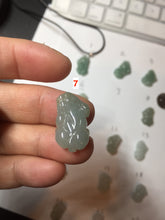Load image into Gallery viewer, 100% natural type A icy watery jadeite jade green/white 3D PiXiu(貔貅) pendant group necklace F160
