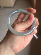 Load image into Gallery viewer, 52.8mm certified 100% Natural icy watery light gray black smoky purple(烟紫) nephrite bangle HN119-0101
