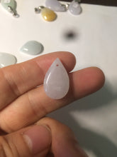 Load image into Gallery viewer, 100% natural icy watery green/white/purple type A jadeite jade water drop pendant necklace group A122
