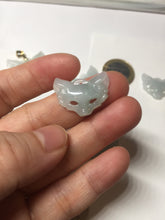 Load image into Gallery viewer, 100% natural type A white light green jadeite jade fox mask pendant necklace PD101
