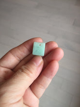 Load image into Gallery viewer, 100% Natural type A sunny green white square or rectangle Jadeite super thin Jade safe and sound pendant group AA45

