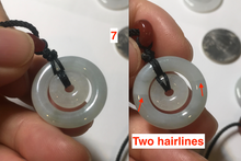 Load image into Gallery viewer, 21-25mm Type A 100% Natural icy watery light green/clear/white Jadeite Jade concentric circle safety Guardian ring Pendant (子母扣,同心环) group PA171
