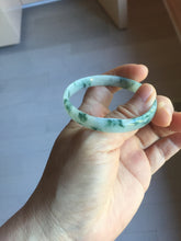 Load image into Gallery viewer, 51mm Certified Type A 100% Natural icy watery light green with green floating flowers thin Jadeite Jade bangle PJ57-1885
