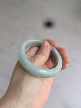 Load image into Gallery viewer, 52.5 mm Certified Type A 100% Natural light green/gray Jadeite Jade oval bangle AZ70-0363
