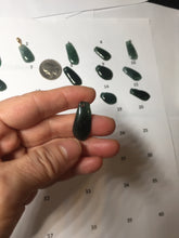 Load image into Gallery viewer, 100% Natural type A dark green gray black Guatemala Jadeite Jade thin blessed melon pendant PA210
