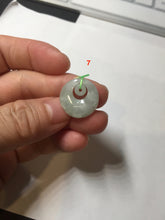 Load image into Gallery viewer, 100% natural Type A light green/white concentric circle jadeite jade safety Guardian ring pendant BN28
