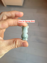 Load image into Gallery viewer, Type A 100% Natural light green white jadeite jade cute baby bear pendant BG93
