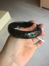 Load image into Gallery viewer, 60.3mm 100% Natural dark green/black meteorite Stellar Night sky nephrite bangle HN26-7598

