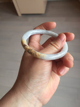 Load image into Gallery viewer, 54mm certified 100% natural Type A light yellow/white/purple/black(Wuji) round cut jadeite jade bangle BS9-9567
