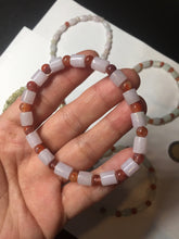 Load image into Gallery viewer, 100% natural type A icy watery light purple/green/white jadeite jade bead bracelet BK109
