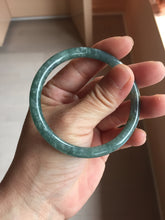 Load image into Gallery viewer, 54mm Type A 100% Natural Light Green/Gray/Black/Purple/Brown “Reed Flowers &amp; Snow” Guatemala Slim Round Cut Jadeite Bangle PJ126-1420
