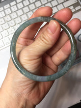 Load image into Gallery viewer, 58.9mm Type A 100% Natural Light Green/Gray/Black/Purple/Brown “Reed Flowers &amp; Snow” Guatemala Slim Round Cut Jadeite Bangle PJ123-1414
