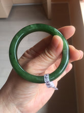 Load image into Gallery viewer, 51mm certified 100% Natural dark green/black nephrite (碧玉) bangle HN123-0138
