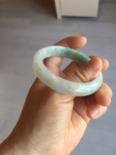 Load image into Gallery viewer, 52mm 100% natural Type A sunny green pink carved and golden-painted jadeite jade bangle PH201

