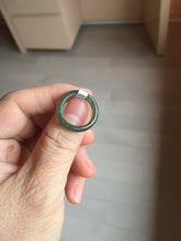 Load image into Gallery viewer, 100% natural type A ice watery oily dark green/gray/black(冰油青) jadeite jade band ring PB121
