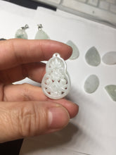 Load image into Gallery viewer, 100% Natural type A light green purple white openwork jadeite pendant BP183
