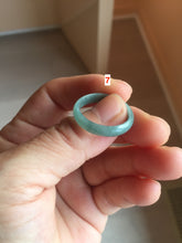 Load image into Gallery viewer, 19.2mm size 9 1/4 100% natural type A icy watery green/blue slim style Guatemala jadeite jade band ring group  BP71
