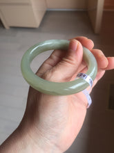 Load image into Gallery viewer, 54.2mm certified 100% Natural icy watery light beige pale pink gray white nephrite bangle HN124-1064
