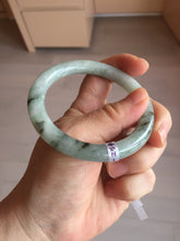 Load image into Gallery viewer, 55mm certified 100% natural Type A light green with green floating flowers round cut jadeite jade bangle BS106-2540
