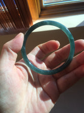 Load image into Gallery viewer, 56.2mm Certified Type A 100% Natural icy watery dark green/blue/gray Guatemala slim round cut Jadeite bangle PD62-3386
