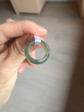 Load image into Gallery viewer, 100% natural type A ice watery oily dark green/gray/black(冰油青) jadeite jade band ring PB121
