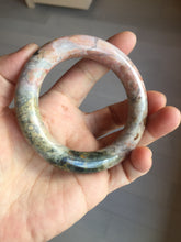 Load image into Gallery viewer, 53.3mm 100% natural pink brown black chubby round cut rose stone (Rhodonite)bangle SY121
