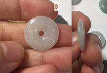 Load image into Gallery viewer, 16.2-18.8mm Type A 100% Natural icy watery light green white Jadeite Jade Safety Guardian Button donuts couple pendant PC132
