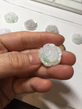 Load image into Gallery viewer, Type A 100% Natural light sunny green/white/purple(白底青) jadeite Jade rose flower Pendant BF150
