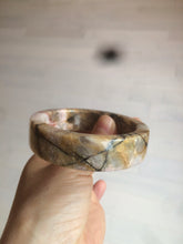 Load image into Gallery viewer, 54.9mm 100% natural pink/black time series(时光系列) rose stone (Rhodonite)square bangle XY83
