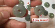 Load image into Gallery viewer, 17.8mm Type A 100% Natural icy watery dark green white gray Jadeite Jade Safety Guardian Button donuts Pendant group PB151
