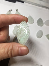 Load image into Gallery viewer, 100% Natural type A light green purple white openwork jadeite pendant BP183
