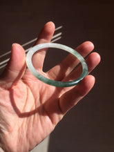 Load image into Gallery viewer, Sold !55.3mm Certified type A 100% Natural icy watery dark green white half mountain half water two-tone(半山半水) slim round cut Jadeite bangle BG218-8579
