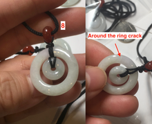 Load image into Gallery viewer, 21-25mm Type A 100% Natural icy watery light green/clear/white Jadeite Jade concentric circle safety Guardian ring Pendant (子母扣,同心环) group PA171
