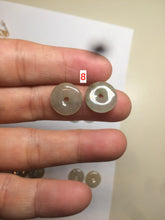 Load image into Gallery viewer, 12.5mm 100% Natural icy watery light green/yellow softy button donut dangling jadeite Jade earring group B207
