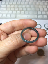 Load image into Gallery viewer, 19.6mm size 9 3/4 100% natural type A icy watery green/blue slim style Guatemala jadeite jade band ring group PE130
