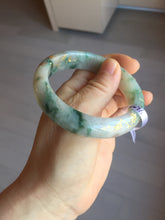Load image into Gallery viewer, 55.5mm certified 100% natural Type A green white red with green floating flowers carved and golden-painted jadeite jade bangle PF82-6076
