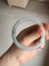 Load image into Gallery viewer, 57.7mm certified Type A 100% Natural white light green purple with brown red flying dandelions slim round cut Jadeite Jade bangle PE120-3712
