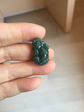 Load image into Gallery viewer, 100% Natural Type A Blue Green Gray Black 3D Pixiu (貔貅) Feng Shui Wealth Attractor Guatemala Jadeite Pendant Group Necklace PH222
