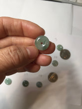 Load image into Gallery viewer, 12-17.5mm Type A 100% Natural oily dark green(淡油青) gray green Jadeite Safety Guardian Button donuts pendant PH61 Add on item
