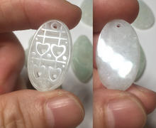 Load image into Gallery viewer, 100% Natural type A light green purple white openwork jadeite pendant BP183
